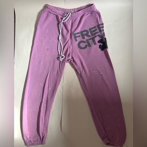 FREE CITY PINK SPLATTER PAINT SWEATPANTS